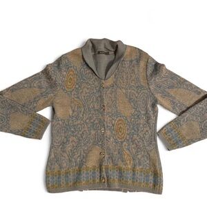 SOL 100% Alpaca Patterned Cardigan Sweater